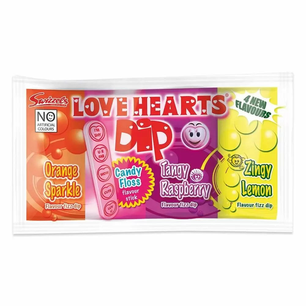 Swizzels Love Hearts Dip Orange, Raspberry & Lemon